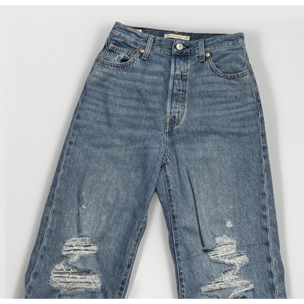 Women's Levis Premium Ribcage‎ Straight Ankle Button Fly Sz 26 26x27 Button Fly